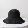 Brede rand hoeden Simple Girl Raffia Sun Hat Floppy Summer for Women Beach Panama Straw Dome Emmer Femme Shade Hatwide