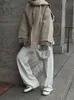여자 재킷 코트 우아한 느슨한 스카프 세련된 패션 긴 소매 포켓 싱글 가슴 퀼트 두꺼운 겨울 레이디 아웃복 231031