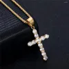 قلادة قلادة أزياء أنثى الصليب المعلقات Dropship Gold Color Iced Out Bling Cz Jesus Necklace for Men/Women Hip Hop Jewelry