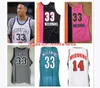 koszulka do koszykówki retro college Georgetown #33 Alonzo Mourning Jerseys Countback Mesh zszyty biały różowy czarny haft niestandardowy wielki rozmiar S-5xl