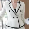 Tvådelad klänning elegant kvinnors kostym 2023 i vita svarta blazers toppar kjol 2 uppsättningar kontor lady affärsarbete bär formellt