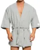 Men's Sleepwear D. M Bathrobe Short Solid Cotton Pajama Sexy Warm Leisure Home Bath Robe Men