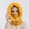 Scarves Woman Winter Hat Hooded Face Mask Fluff Keep Warm Thicken Style Womens Neck Scarf Cap Beanie Knitted Cashmere Warmer 231101