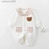 Jumpsuits Cartoon Bear Winter Baby Romper zagęszcza bawełniane nowonarodzone ubrania Pluszowe ciepłe niemowlę długie spodnie Jobus chłopiec dziewczyna maluch bodysuitl231101