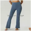 Pantalones de yoga para mujer Correr Street Groove Flares Cintura alta Vientre apretado Deportes Entrenamiento Y Nueve minutos Entrega de gota Dhlz8