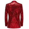 Mens Suits Blazers Shiny Red Sequins Blazer Floral Suit Jacket One Button Shawl Lapel Tuxedo Party Wedding Banquet Prom Costume Homme 231031