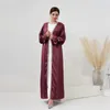 Etnik Giyim Eid Kaftan Partisi Elbise Müslüman Kadınlar Boncuklar Açık Abaya hırka Uzun Maxi Robe Dubai Arap Kaftan Ramazan Kimono Jilbab