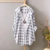 Kvinnor BLOUSES Pink Hoodied Plaid Shirt Youth Ladies Single-Breasted Tops Woman Shirts 2023 Blus Spring Clothing A643