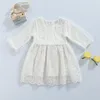 Robes fille enfant en bas âge bébé dentelle robe princesse belle à manches longues enfants transparent maille a-doublé lâche couches beige jupes