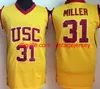 USC Trojans Jerseys College Basketball 31 Matt Miller 33 Lisa Leslie 24 Brian Scalabrine Jersey Hommes Couture Jaune Rouge Couleur de l'équipe