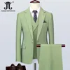 Men's Suits Blazers Jacket Vest Pants S-5XL Luxurious Men's Green Business Suit 3Pcs Prom Banquet Party Groom Wedding Dress Solid Color Suit 231101