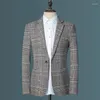 Erkek Suit S-4X Marka Giyim Yüksek Kaliteli Saf Pamuk Takım/Erkek İnce Fit Ekose İş Blazers/Erkek Günlük Takım Ceket Moda Ceket