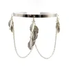 Bangle moda moda em forma C Leaf Tassel Correntes longas pulseira de braço pendente para mulheres Europeias Americana Americana Brangencas de Armadilhas Punk Jóias Punk