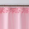 Rideaux de douche à volants rose moderne tissu imperméable solide décoratif ferme rideau de douche R231101