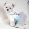 Hundkläder hundkläder skiktad regnbåge slöja valp sommarkläder för små hundar födelsedag kort ärm husdjur klänningar prinsessa katt kläddhpqw
