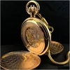 Taschenuhren Taschenuhren Vintage Gold 2 Seiten Offenes Gehäuse Uhr Mechanisch Handaufzug Herren Damen Anhänger Mit Drop Delivery Uhr Dhbvm