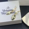 Designerin Viviane Viviennes Westwood New Western Empress Dowager Pearl Oval Saturn Ohrringe Damen Leichte, luxuriöse, einfache, lange französische Ohrringe