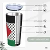 Gobelets drapeau de la Palestine gobelet isolé sous vide palestinien Hatta Kufiya Keffiyeh tasses à café flacon bureau maison tasse anti-déversement