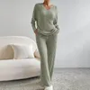 ジム衣料品女性の2023年ファッションカジュアルストレートレッグパンツルースvネックニットセットフォーマルショートジャケットヨガスノービブレディース