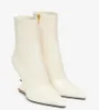 Zimowa marka Pierwsze buty na wysokich obcasach obcasowe w kształcie fapy czarny biały brązowe skórzane dama botki imprezowe ślub elegancki spacer EU35-43 z pudełkiem