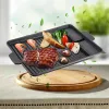 Hot 32 x 26 cm Medical Stone Barbecue Freying Grill Pan Rektangel Non -Stick Grill Cookware Korean BBQ Tray Barbecue Plate - Svart