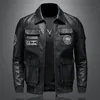 Men's Leather Faux 2023 Autumn and Winter Large Military Style Pilot Jackets Polo Collar Embroidered Coat Thick 231031