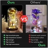 Decorative Flowers Wreaths Decorative Flowers Led Luminous Gold Foil Flower Butterfly In A Glass Dome String Light Solid Wood Base V Dhy3P