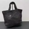 New P-Letter Beach Bags Women Straw Designer Bag Woven Luxurys Handbag Lafite Straw Shopping Bags Summer Tote Bag Purse 230318