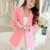 Ternos femininos 2023 primavera verão estilo coreano fino-encaixe curto terno feminino jaqueta outono um botão rosa blazer