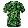 CJLM Polyester O cou t-shirt homme HipHop vert crânes chemise 3D imprimé Punk Rock Style chinois surdimensionné t-shirt 220623259G