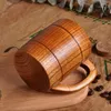 Tea Cups 320ml Jujube Beer Wooden Mug Personality Bar Living Room With Handle Ears Coffee Mugs Kitchen