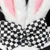 Stingy Brim Hats Easter Day White Rabbit Ears Lattice Bow Magician Hat Fairy Tale Tea Party Bunny Kids Favors Happy Decors 231101