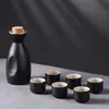 Bar Tools Japanese Style Ceramic Sake Pot Cups Set Ornament Drinkware with 6 Crafts Gift for Cupboard Cabinet Tea Party Drawer Office 231101