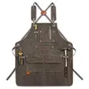 Schorten Duurzame goederen Heavy-duty unisex canvas werkschort met gereedschapszakken CrossBack-riemen verstelbaar voor houtbewerking Schilderen y231031