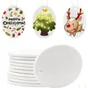 Decoração de festa sublimação em branco ornamento de cerâmica oval de 3,3 polegadas branco com corda de ouro para criar decoração de árvore de Natal DIY Perso dhfqm