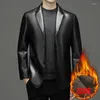 Men's Suits 2023 Autumn And Winter Middle-aged Cotton Sheepskin Leather Casual Suit Collar Top Father's Coat Men Blazer Jacket