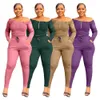 Designer outono inverno tracksuits mulheres outfits dois conjuntos de peças manga longa slash neck moletom e calças combinando roupas esportivas roupas por atacado 10334