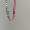 Choker Ins Style Cuban Dicke Kette Rosa Emaille Non-Gender Stitching Halskette Kleine Persönlichkeit Kua Chang Wei