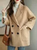 Women's Wool Blends Coat Elegance Coats and Jacket In Autumn Winter Women Korean Style Long Sleeve Office Lady Trench 231031