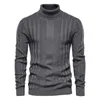 Herrtröjor män Turtlenecks tröjor Knitwear Pullovers Solid Color Långärmad randig tröja Male Casual Daily Multicolor Sweaters S-XXL 231101