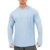 Homens camisetas Homens com capuz manga longa protetor solar tops cor sólida Thumbhole Design Slim Fit Ice Silk T-shirt Quick Dry