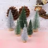 Decoratieve objecten beeldjes 3 stuks kerstboom mini dennenboom met houten basis doe-het-zelf thuis tafelblad decor miniaturen SL 79cm 231031