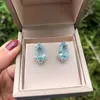 Boucles d'oreilles CMajor en argent Sterling massif S925, bijoux fins, rose, bleu clair, forme de goutte d'eau, Zircon cubique, clou classique pour femmes