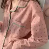 Kadın pijama pijamaları sonbahar bahar uzun kollu yumuşak set çizgili çizgi film pijama kadın ev gece kıyafetleri 231031