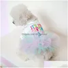 Hundebekleidung Hundebekleidung Layered Rainbow Veil Puppy Sommerkleidung für kleine Hunde Geburtstag Kurzarm Haustierkleider Prinzessin Cat Clothi Dhvhv