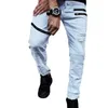 Men's Jeans Men Knee Hole Ripped Skinny Denim Pants White Autumn Summer Hip-Hop Style Casual Slim Fit Trousers