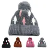 Bérets Chapeau de laine tricoté à motifs d'arbre de Noël avec faux chaud et confortable hiver dessin animé dinosaure bébé Gorras accessoires de cheveux