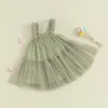 Abiti da ragazza Tutu estivo per bambini Abito sottoveste in tulle Tinta unita senza maniche increspato A Line Princess Abbigliamento per bambini