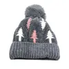 Bérets Chapeau de laine tricoté à motifs d'arbre de Noël avec faux chaud et confortable hiver dessin animé dinosaure bébé Gorras accessoires de cheveux