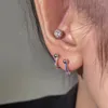 Boucles d'oreilles créoles en acier inoxydable, 2 pièces, haltère avec CZ, clous de Cartilage Tragus, manchette Rook, bijoux de perçage du Lobe pour femme